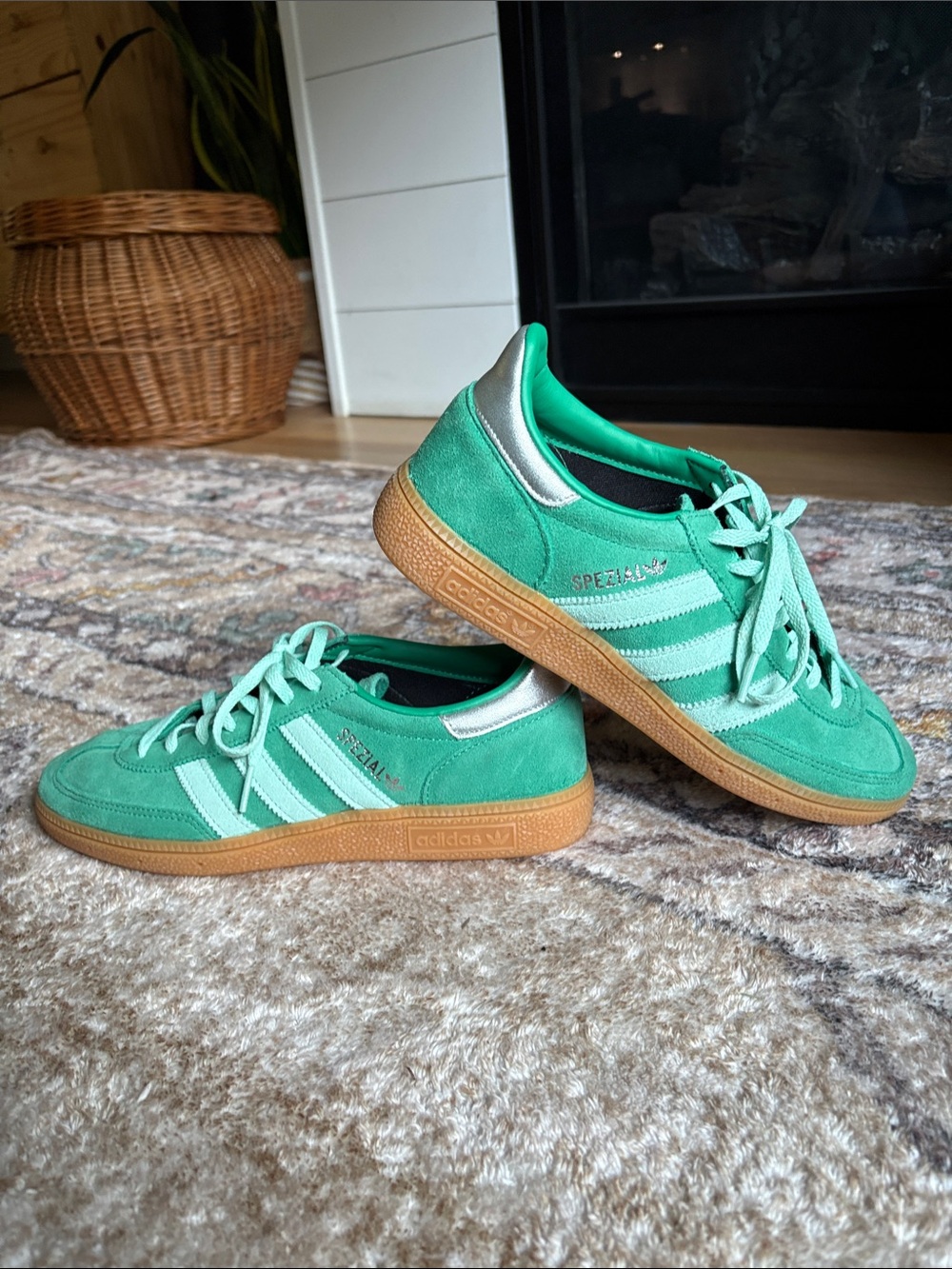 adidas handball spezials Green Suede Sneakers with Gum Sole